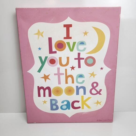 I Love You To The Moon & Back Quote 16x20 Pink Hanging Décor Canvas Wall Art - Picture 1 of 10
